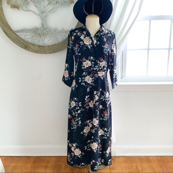 NWT GILLI Floral Midi Shirtdress Small - Picture 1 of 8